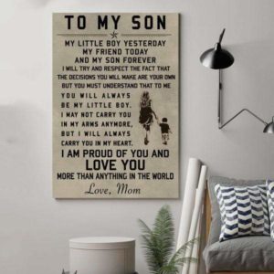 Mom to my son, I am proud of you Christmas gift family custom name canvas print #V