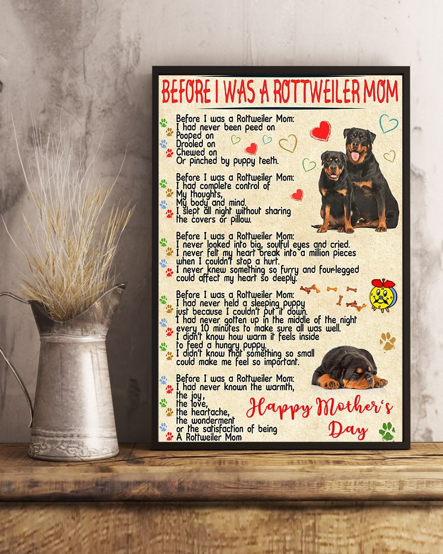 Personalized Photo Poster Canvas Gift for Dog Lovers Rottweiler Mom Mother's Day Gift
