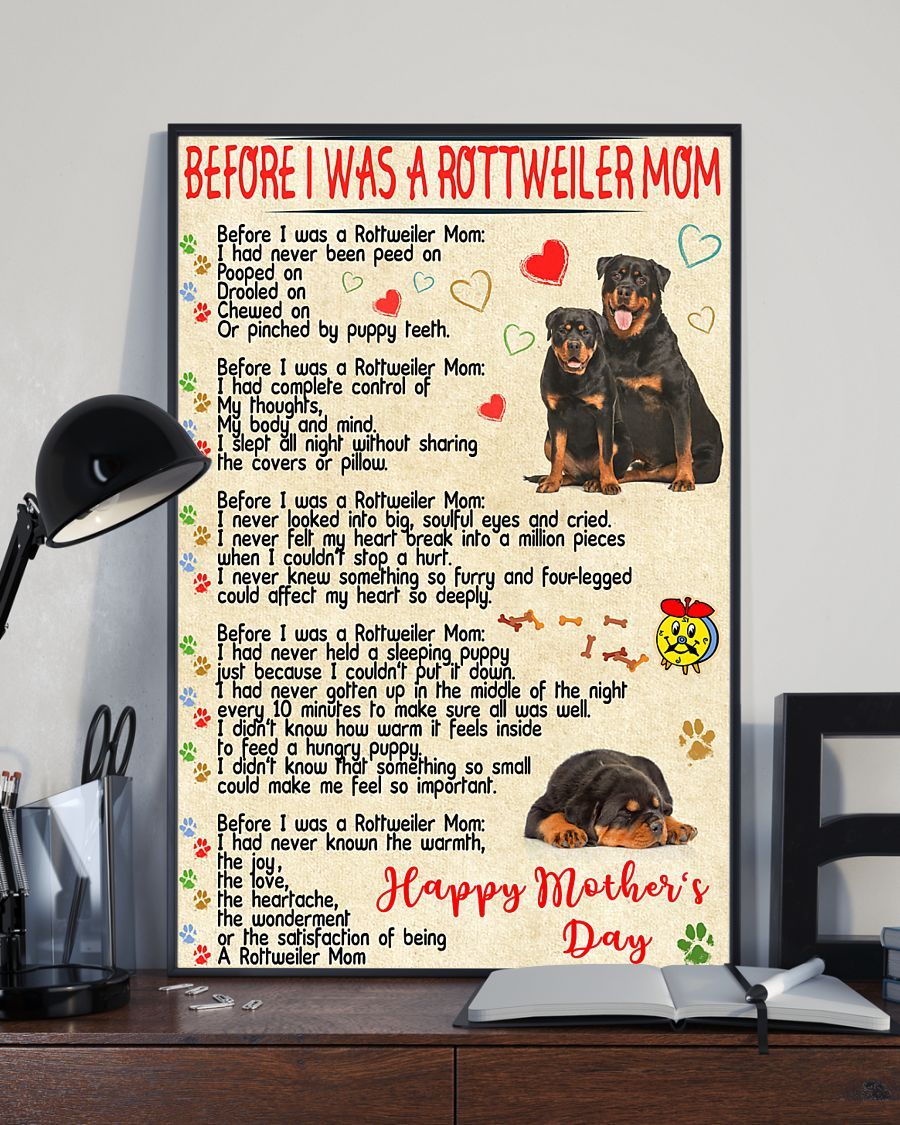 Personalized Photo Poster Canvas Gift for Dog Lovers Rottweiler Mom Mother's Day Gift