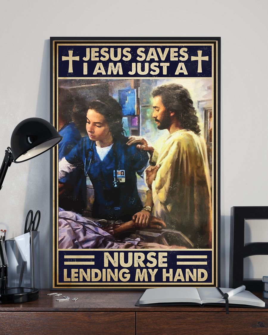 Poster Canvas Nurse - Jesus Saves - Lending My Hand Wall Art Gifts