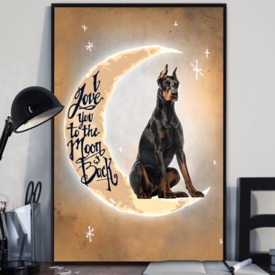 Dorberman Pinscher Love to the Moon and back Canvas unisex womens & mens, couples matching, friends, funny family canvas holiday canvas gifts