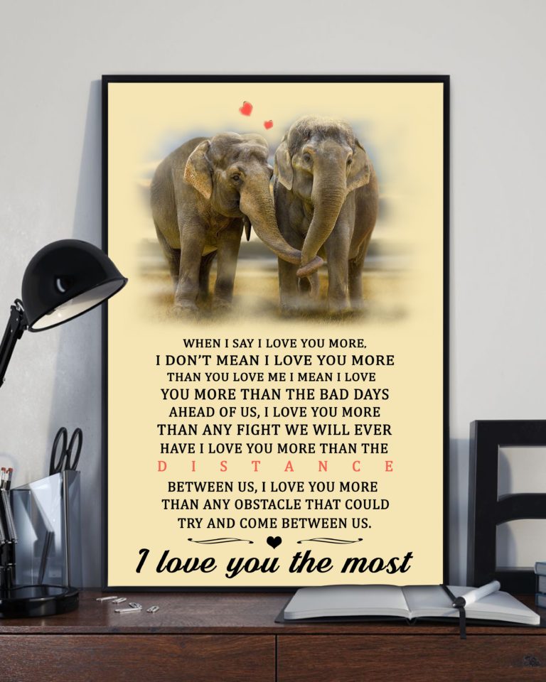 I Love You The Most Elephant Couple Canvas
