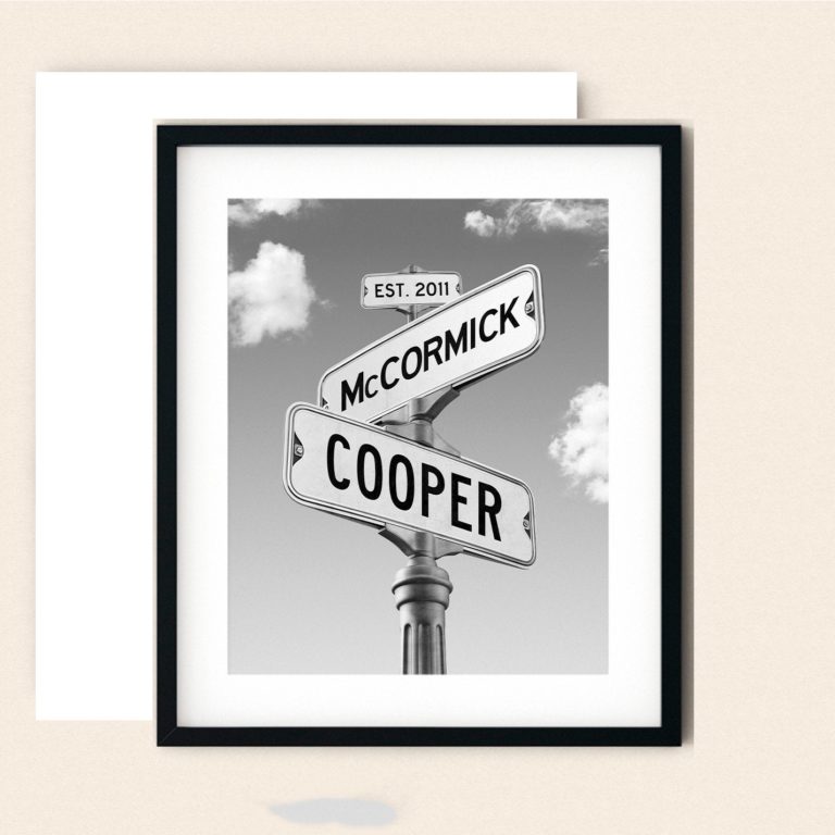 Personalized Street Sign Print Engagement Canvas Couple Gift