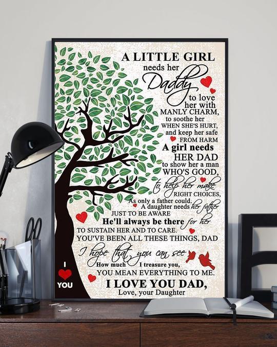 Personalized Gift for Dad Poster Canvas from Daughter Prints Little Girl Needs Her Daddy to Love Her Father's Day Gifts