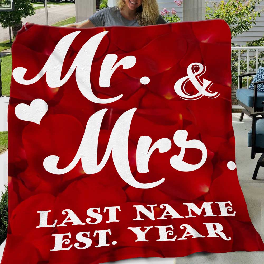 Personalized Mr And Mrs Rose Fleece Blanket