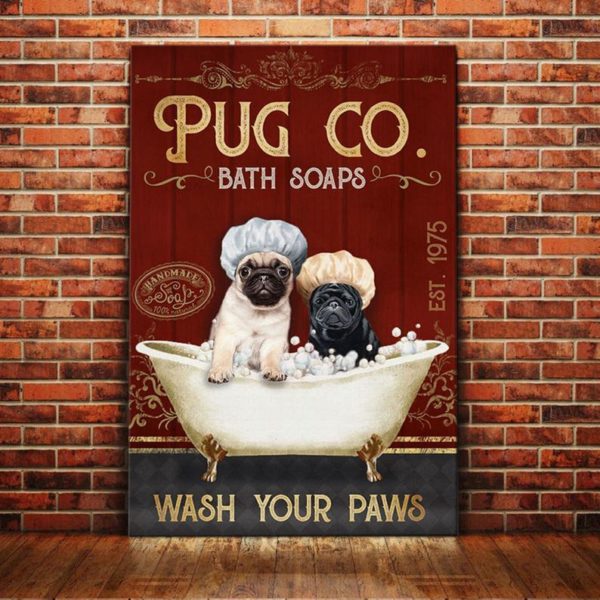Personalized Photo Poster Canvas For Loves Dog Funny Couple Pug Dog Bath Soap Gifts