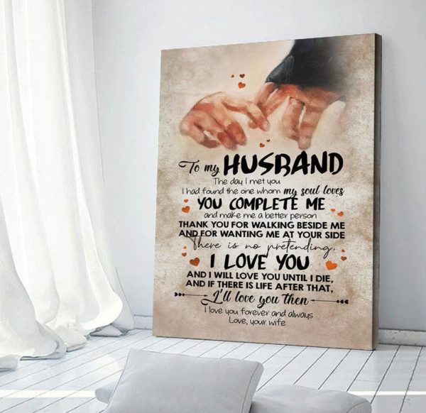 Personalized Gift for Husband Poster Canvas From Wife Prints You Complete Me Anniversary Gifts