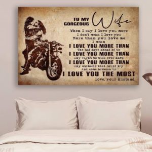 (LL57) Customizable Biker Poster Canvas - Husband to wife- I love you