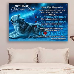 (LL30) Wolf Poster Canvas - Husband to wife - I love you