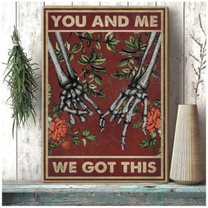 You And Me Hold Hand Together Skull Lovers Canvas For Him