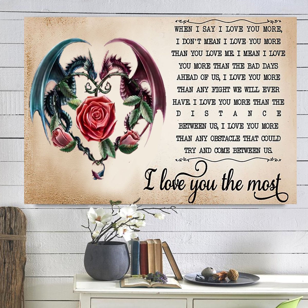 I Love You The Most Dragons Couple Canvas Wife For Husband
