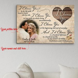 Personalized Anniversary Wife For Husband I Choose You Horizontal Canvas