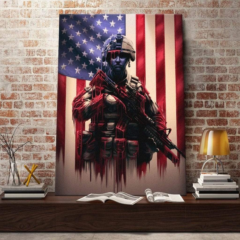 Amazing Veteran US Army American Flag Canvas Print