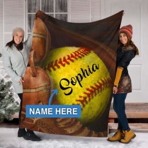 Personalized Softball Blanket Perfect  Son