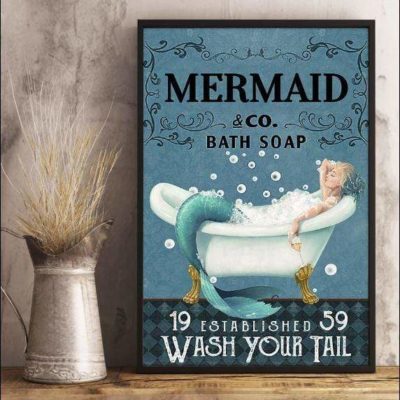 Mermaid co bath soap wash your tail Christmas gift family canvas print #V