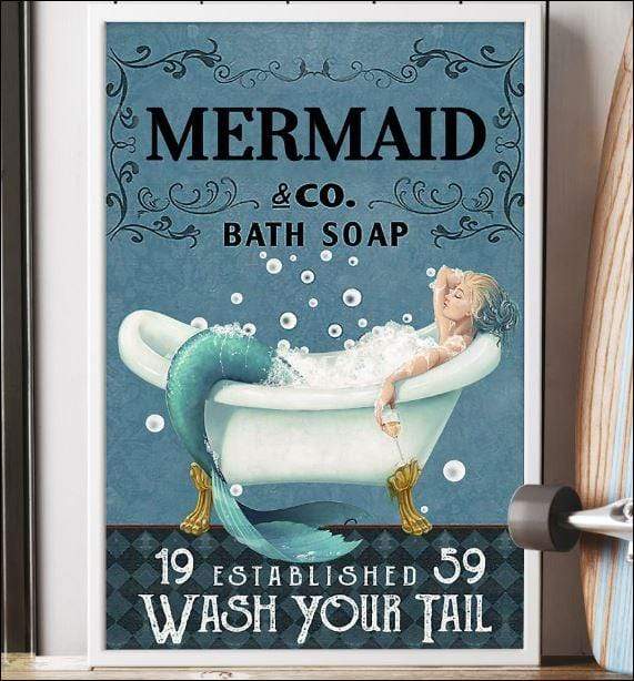 Mermaid co bath soap wash your tail Christmas gift family canvas print #V