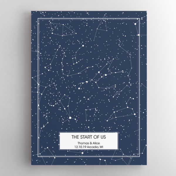 Custom Star Map, Personalized Night Sky Engagement Gift, Valentine's Gift, Anniversary Gift Poster Canvas