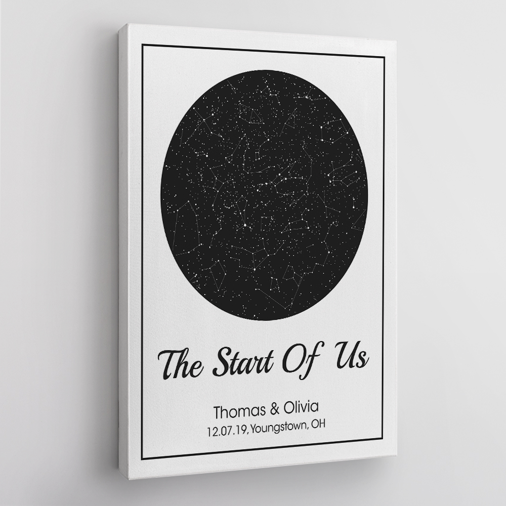 The Start Of Us Custom Star Map Print Poster Canvas White Background ...
