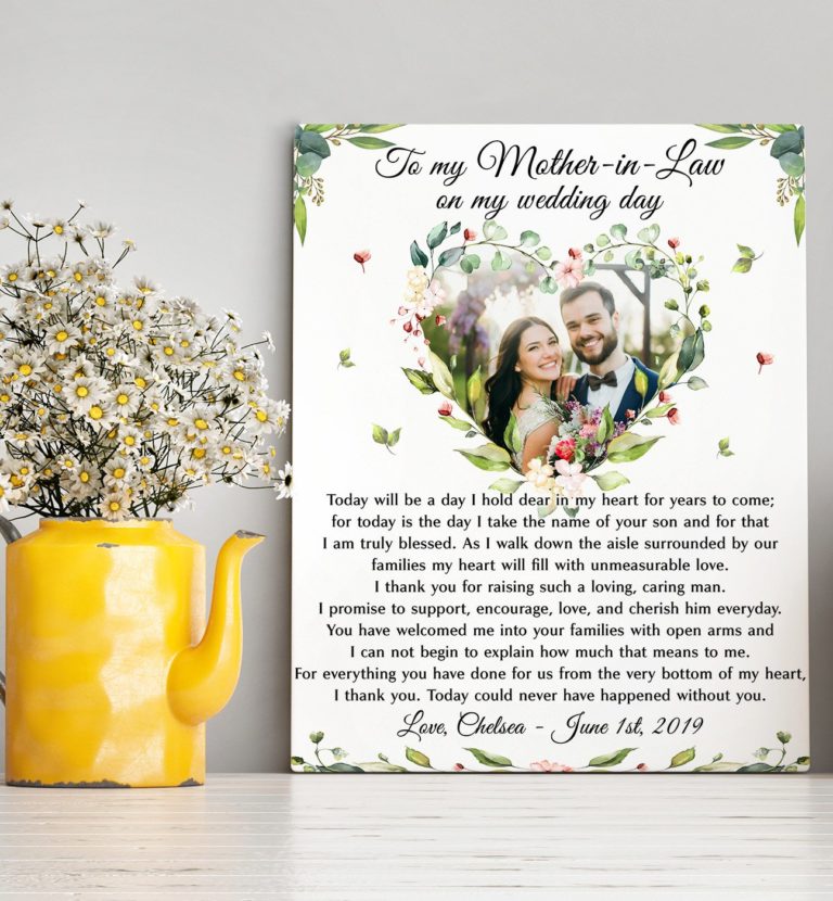 Custom personalized photo to canvas prints wall art Mother's day gifts idea, pictures on canvas Christmas, birthday presents for mother in law - Thank You Mother In Law On Wedding Day
