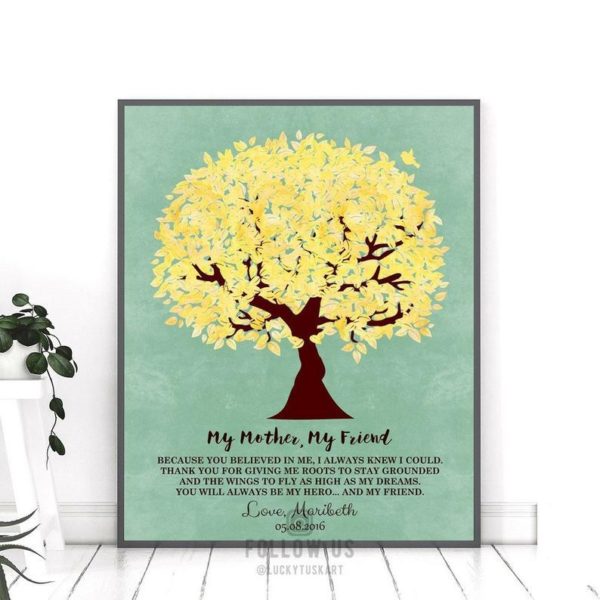 Personalized Prints Poster Canvas Gift for Mom From Daughter Tree Mother's Day Gift Ideas