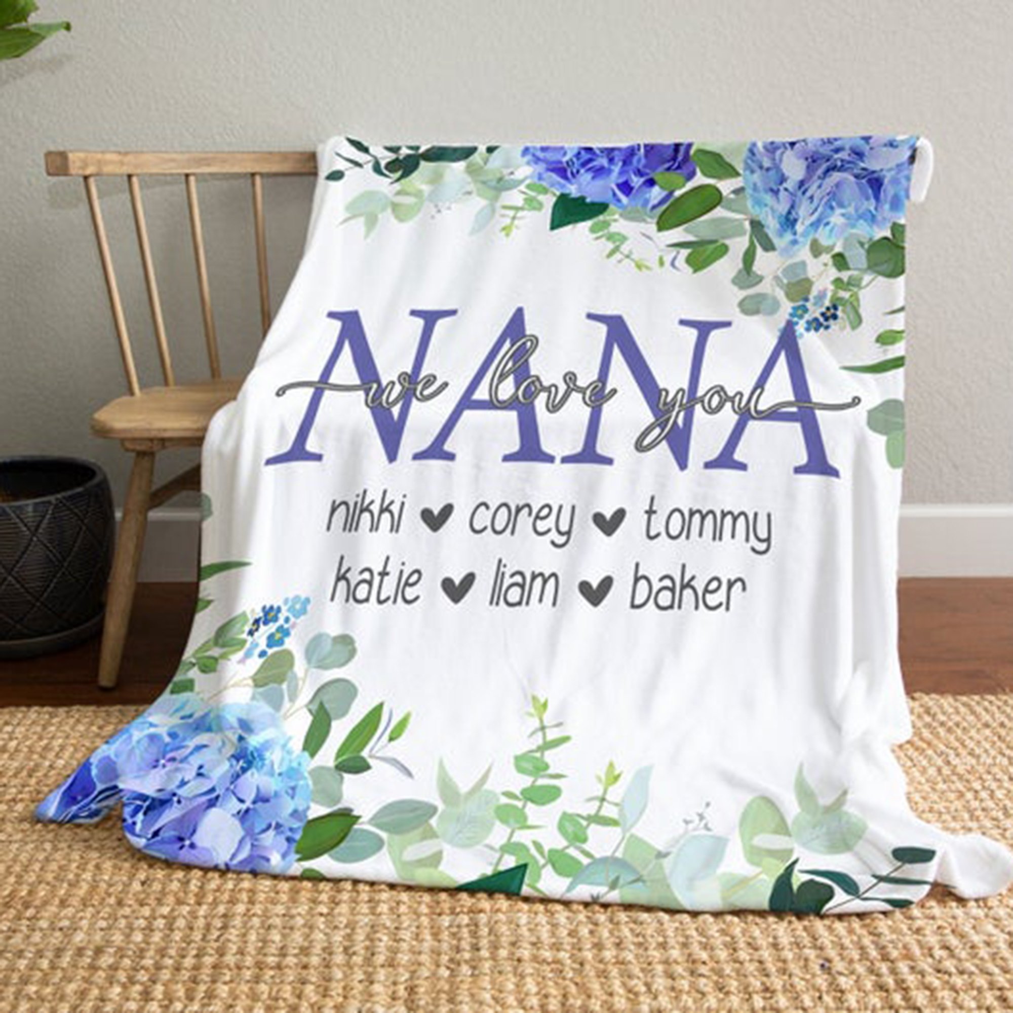 Personalized nana we love you floral blanket -  grandmother Gsge