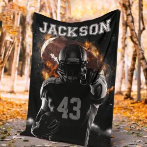 Personalized Name And Number American Football Player Blanket  Football Fan