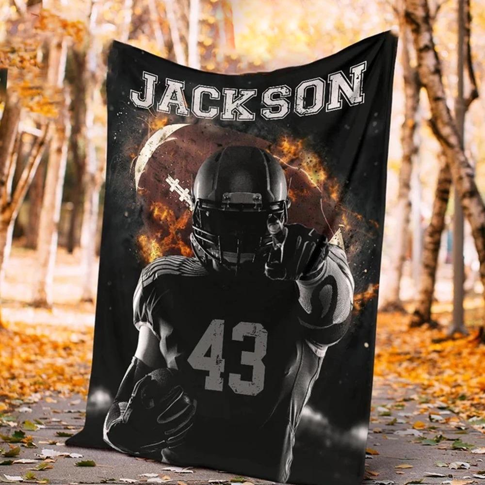 Personalized Name And Number American Football Player Blanket Football ...