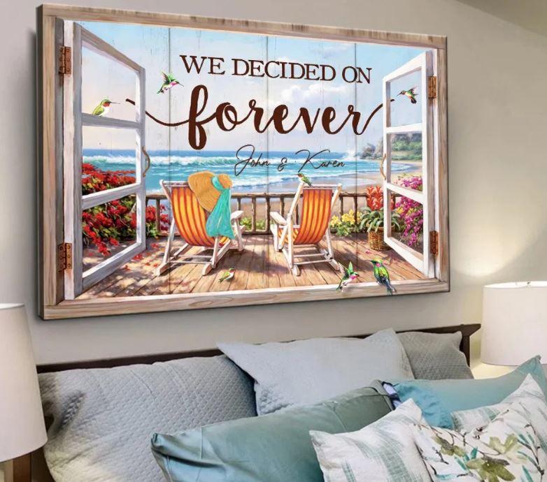 Personalized Gift for Husband Poster Canvas from Wife Matte We Decided On Forever Beach House Romantic Valentine Gifts