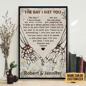 Personalized Poster Canvas Skeleton Couple I Met You I Found My Soul Gift for him/her on valentine