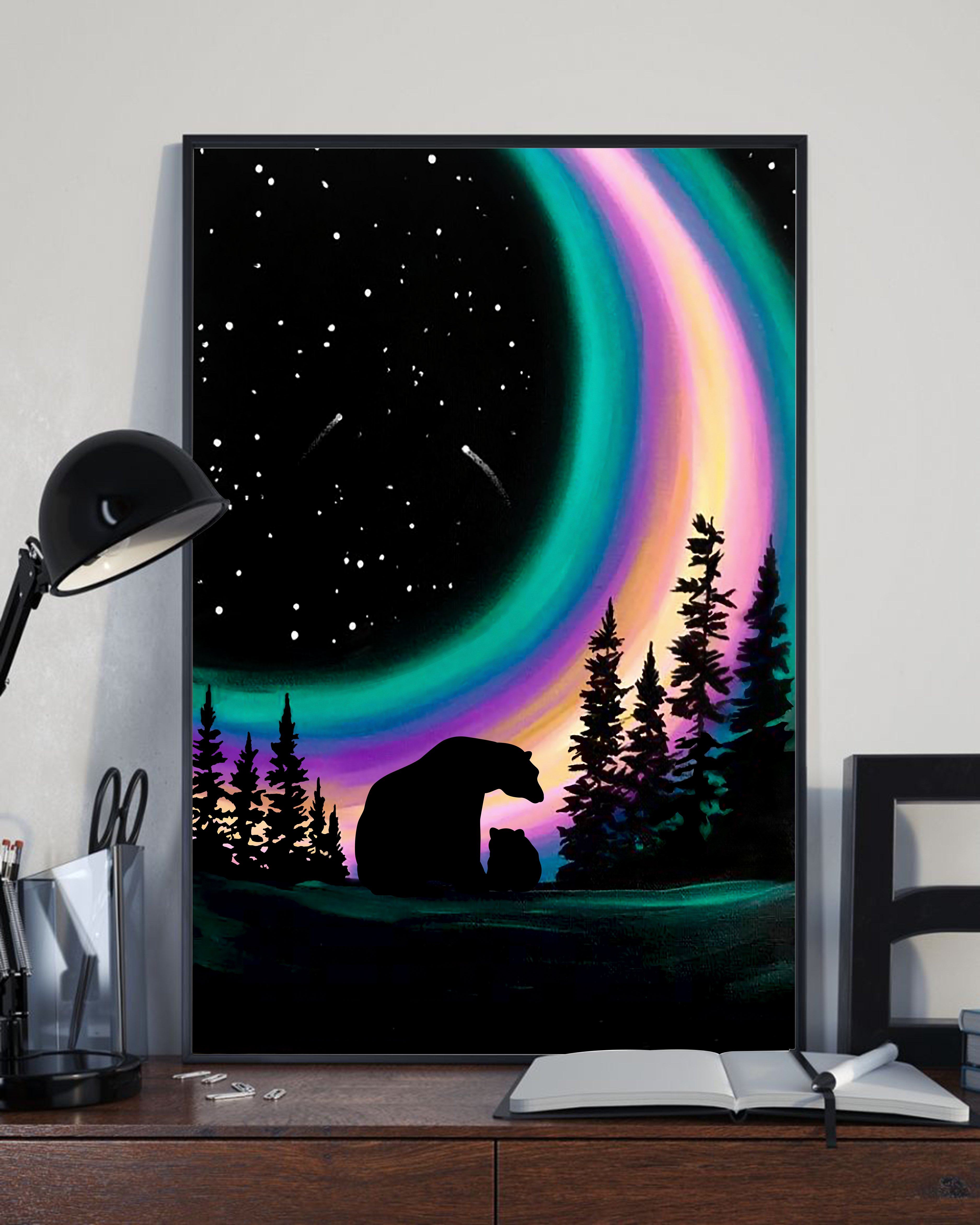Polar Bears Northern Light unisex womens & mens, couples matching, friends, funny family canvas holiday canvas gifts