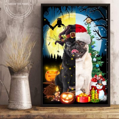 Pug Halloween And Christmas Side By Side Canvas