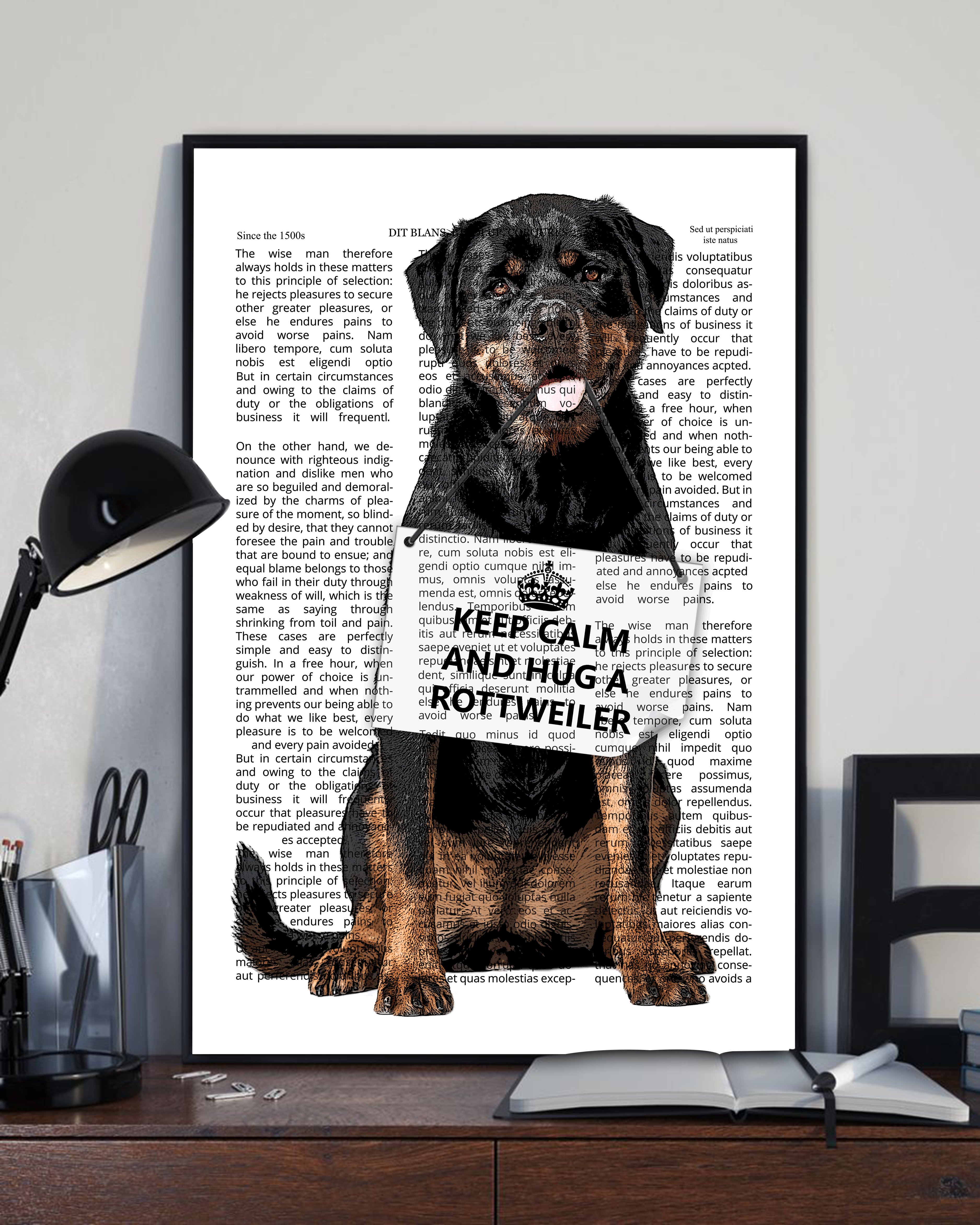 Rottweiler Newspaper Canvas unisex womens & mens, couples matching, friends, funny family canvas holiday canvas gifts