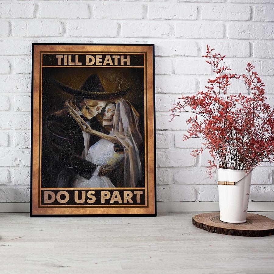 Skeleton Couple Poster Canvas Till Death Do Us Part Vintage Wall Art Gifts