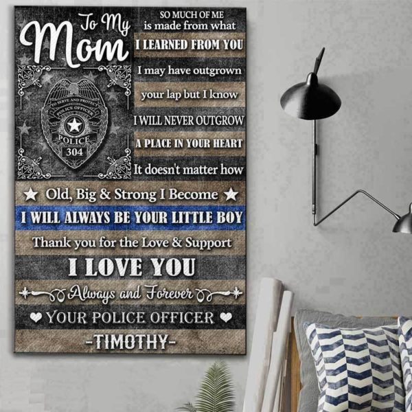 Personalized Gift for Mom Poster Canvas from Son Prints Police Mother's Day Gifts