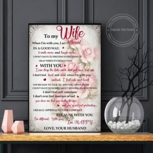 To My Wife With You Im Happy Canvas