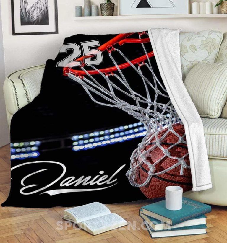 Basketball Ball and Hoop Custom Blankets With Name #242L