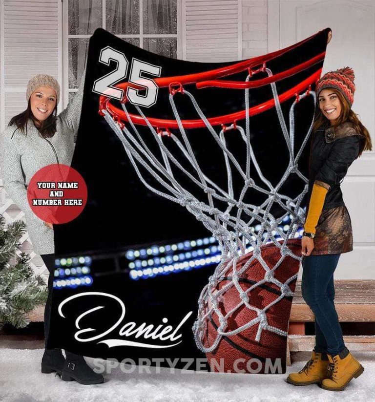 Basketball Ball and Hoop Custom Blankets With Name #242L