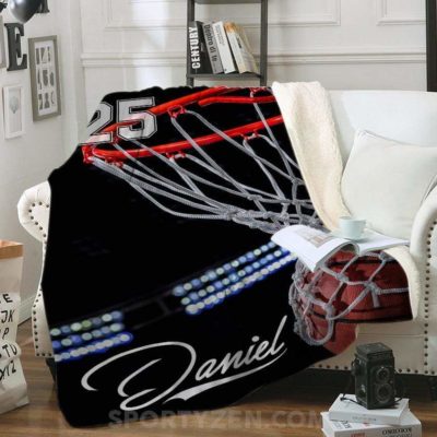 Basketball Ball and Hoop Custom Blankets With Name #242L