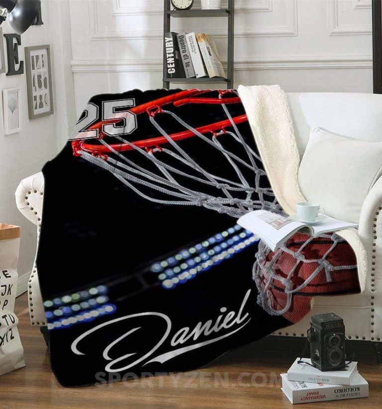 Basketball Ball and Hoop Custom Blankets With Name #242L