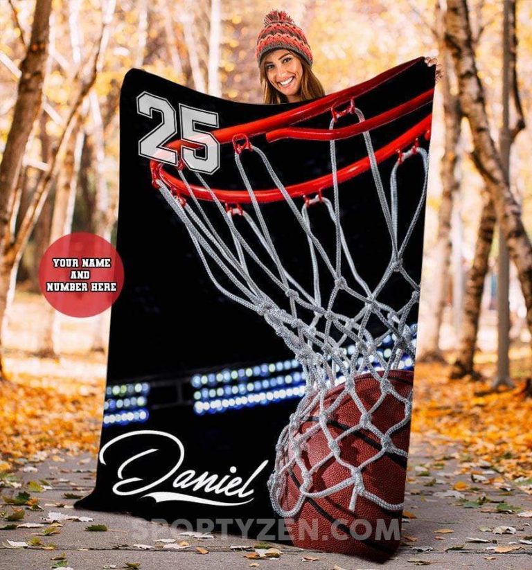 Basketball Ball and Hoop Custom Blankets With Name #242L