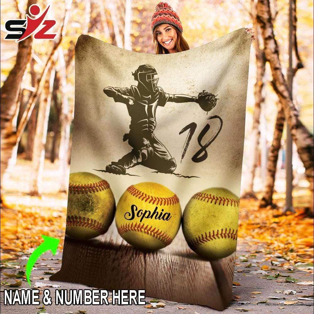 Softball blankets online personalized