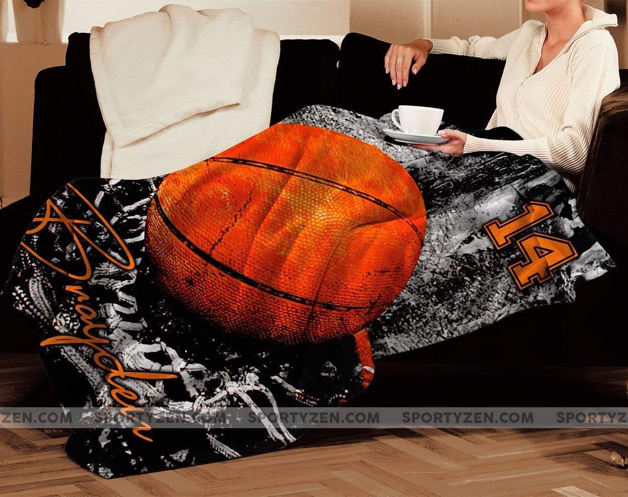 Custom Basketball Ball on Dirty Hoop Fleece Blankets