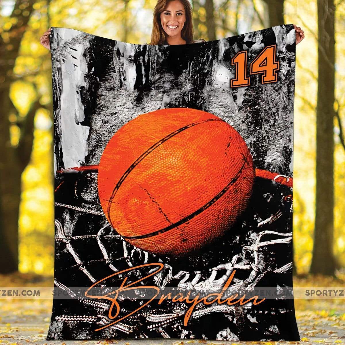 Custom Basketball Ball on Dirty Hoop Fleece Blankets