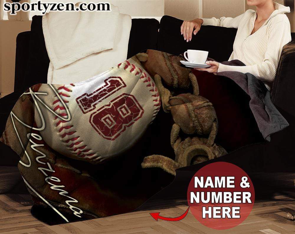 Custom Blanket Baseball Ball and Glove #301219v