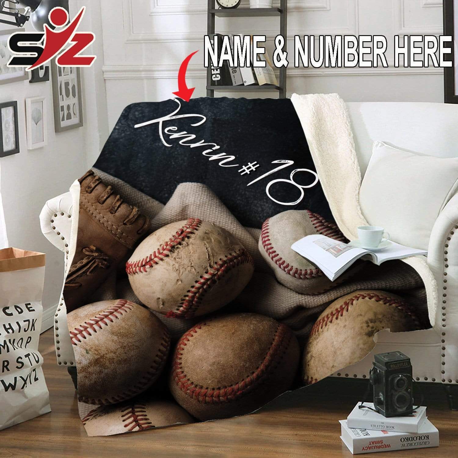 Custom Blanket Baseball Balls and Glove #271119V