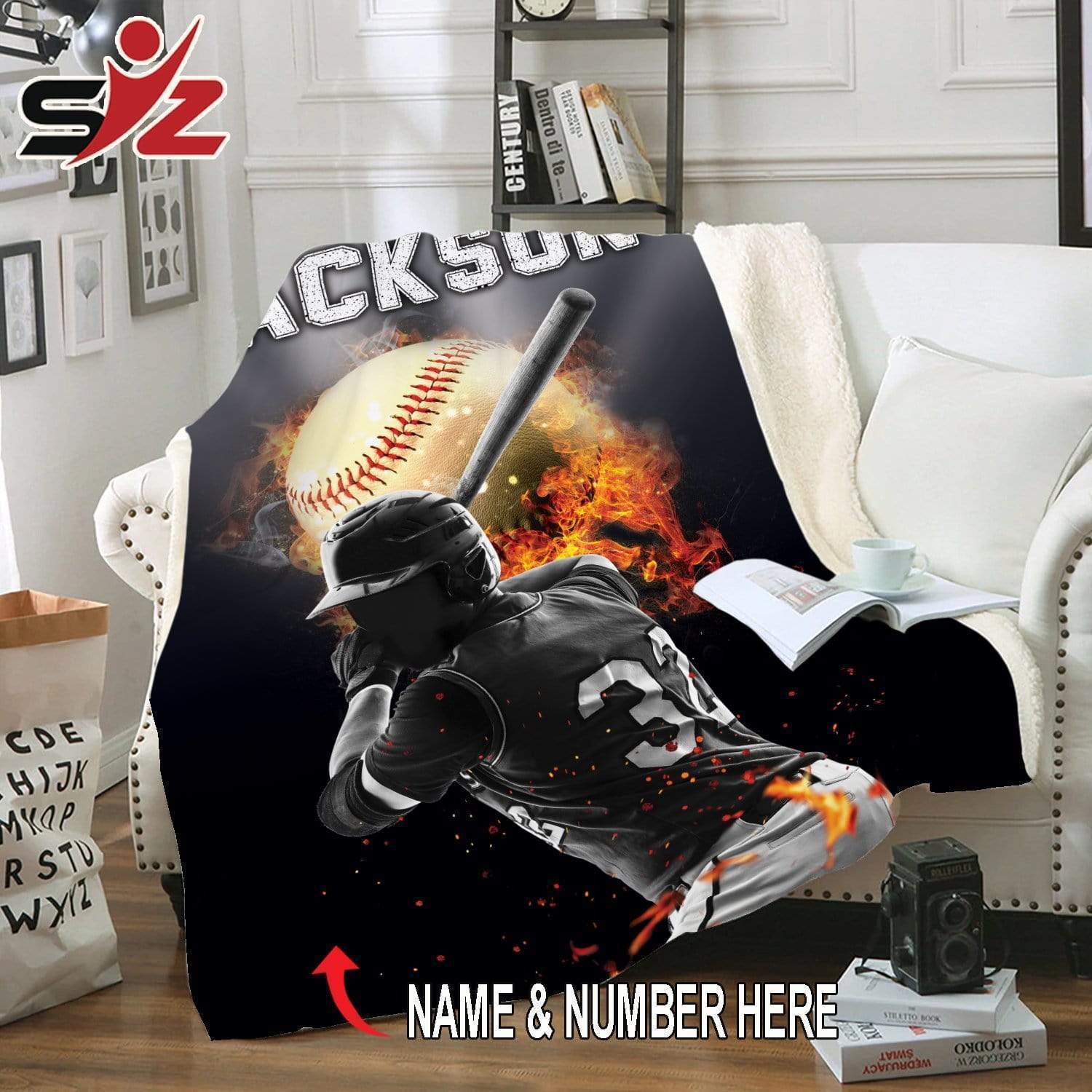 Custom Blanket Baseball Player with Name #211019V