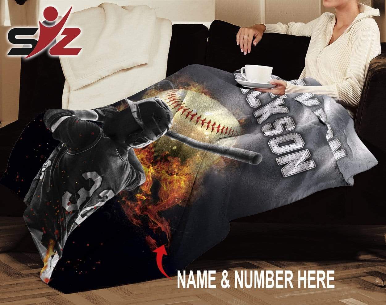 Custom Blanket Baseball Player with Name #211019V
