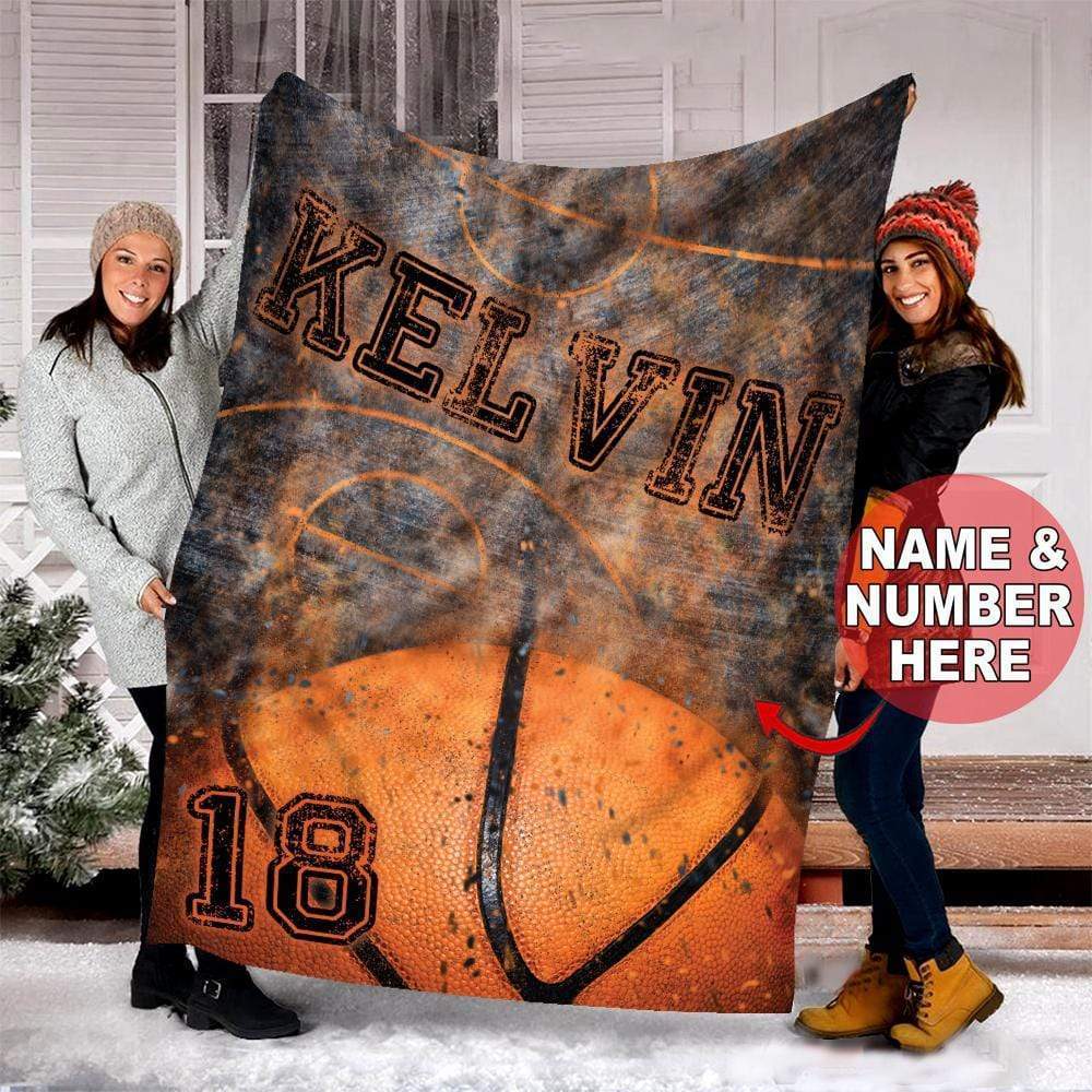 Custom Blanket Basketball Court and Ball Vintage #191219V