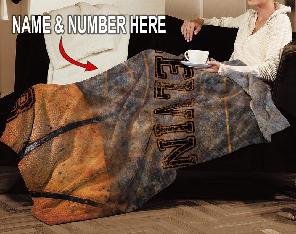 Custom Blanket Basketball Court and Ball Vintage #191219V