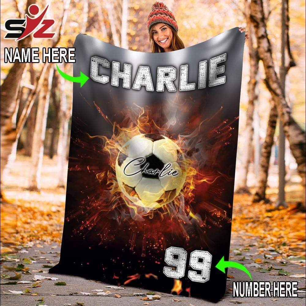 Custom Blanket Burning Soccer Ball Blanket #111119V